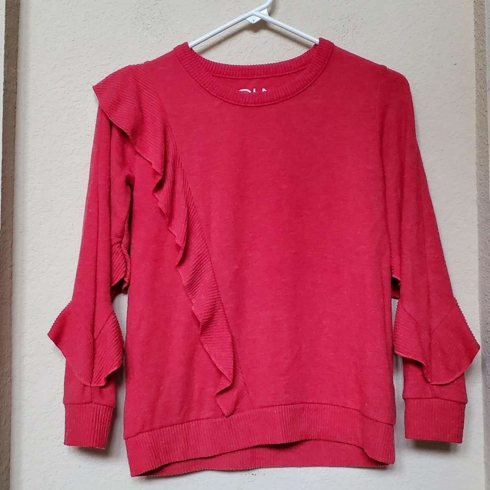 Chaser Red Ruffle Sleeve Sweater. Size 12